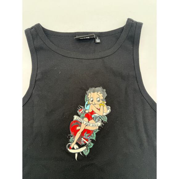 Betty Boop Fleischer Studios Black Women's Y2K 90s Tank Large - Picture 2 of 6